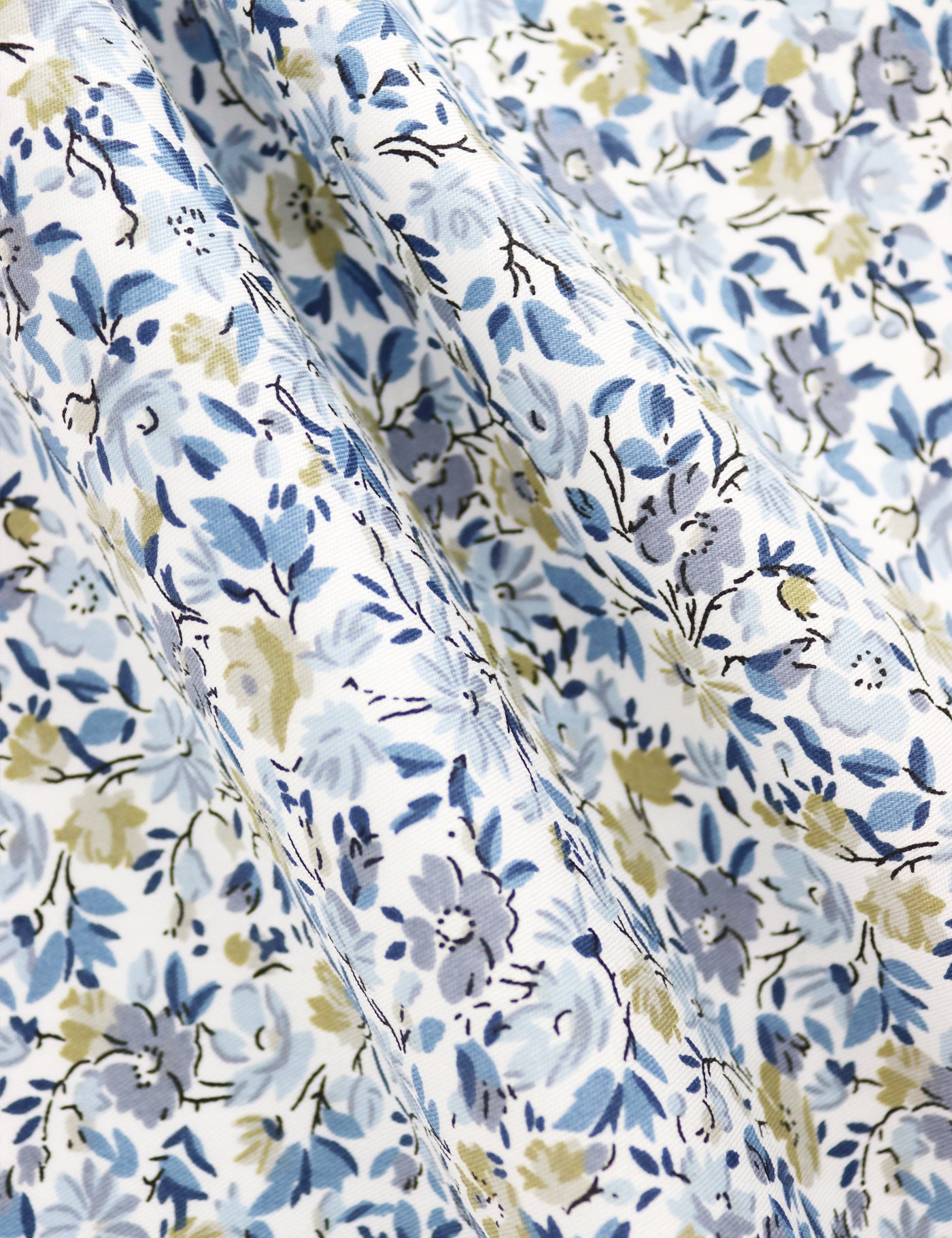 Floral Print Pocket Square - Blue & White