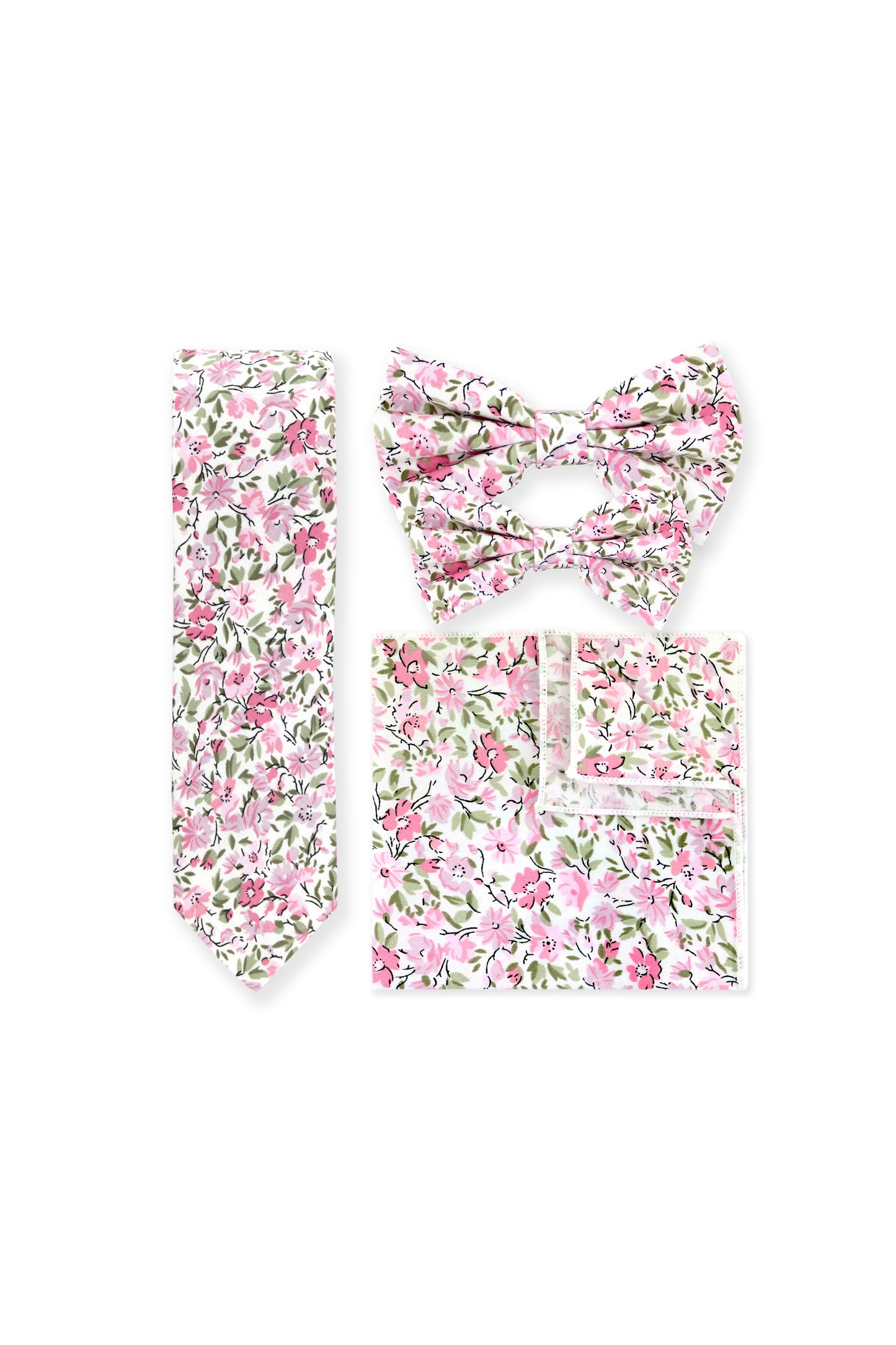 Floral Print Pocket Square - Pink & White