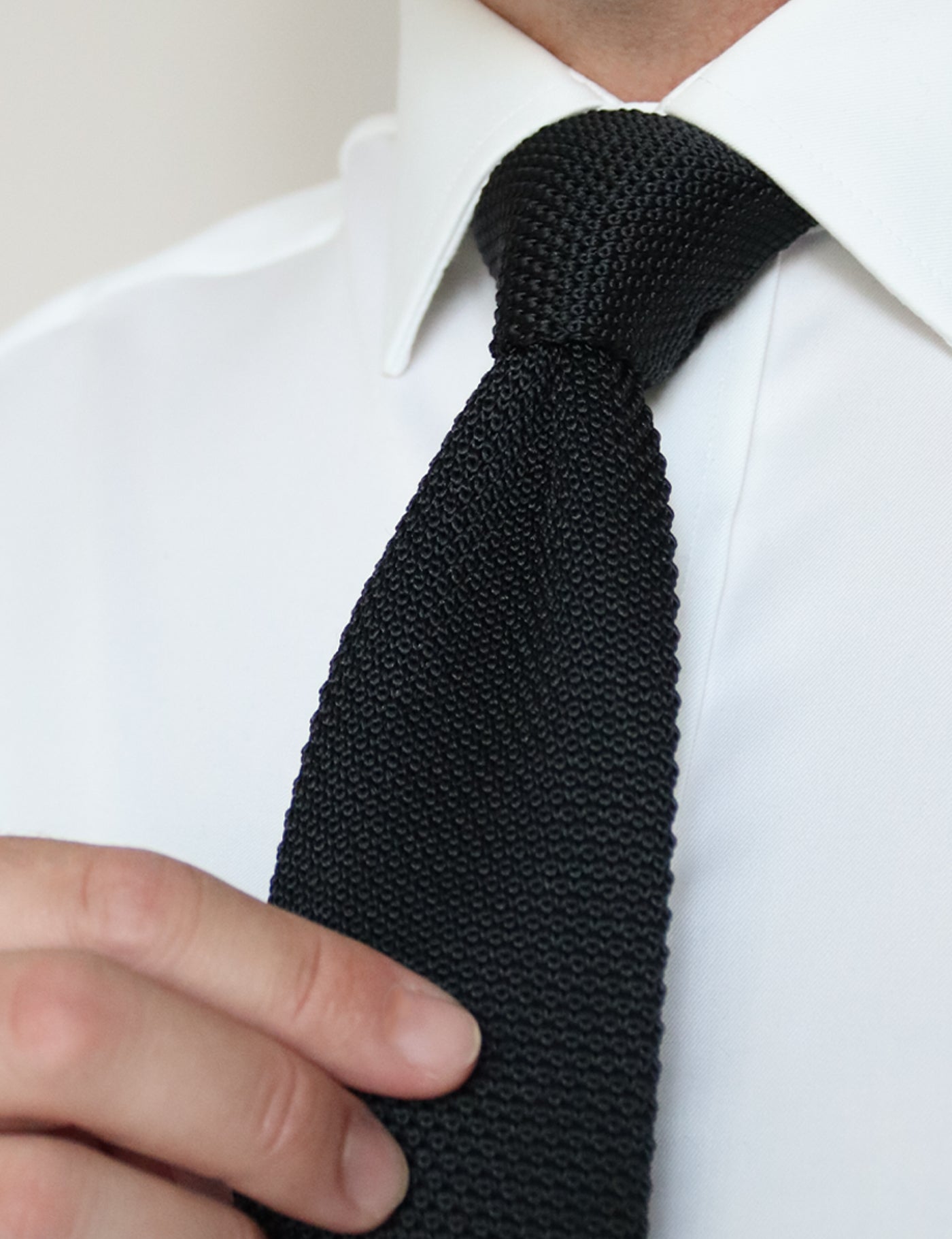 100% Polyester Diamond End Knitted Tie - Black