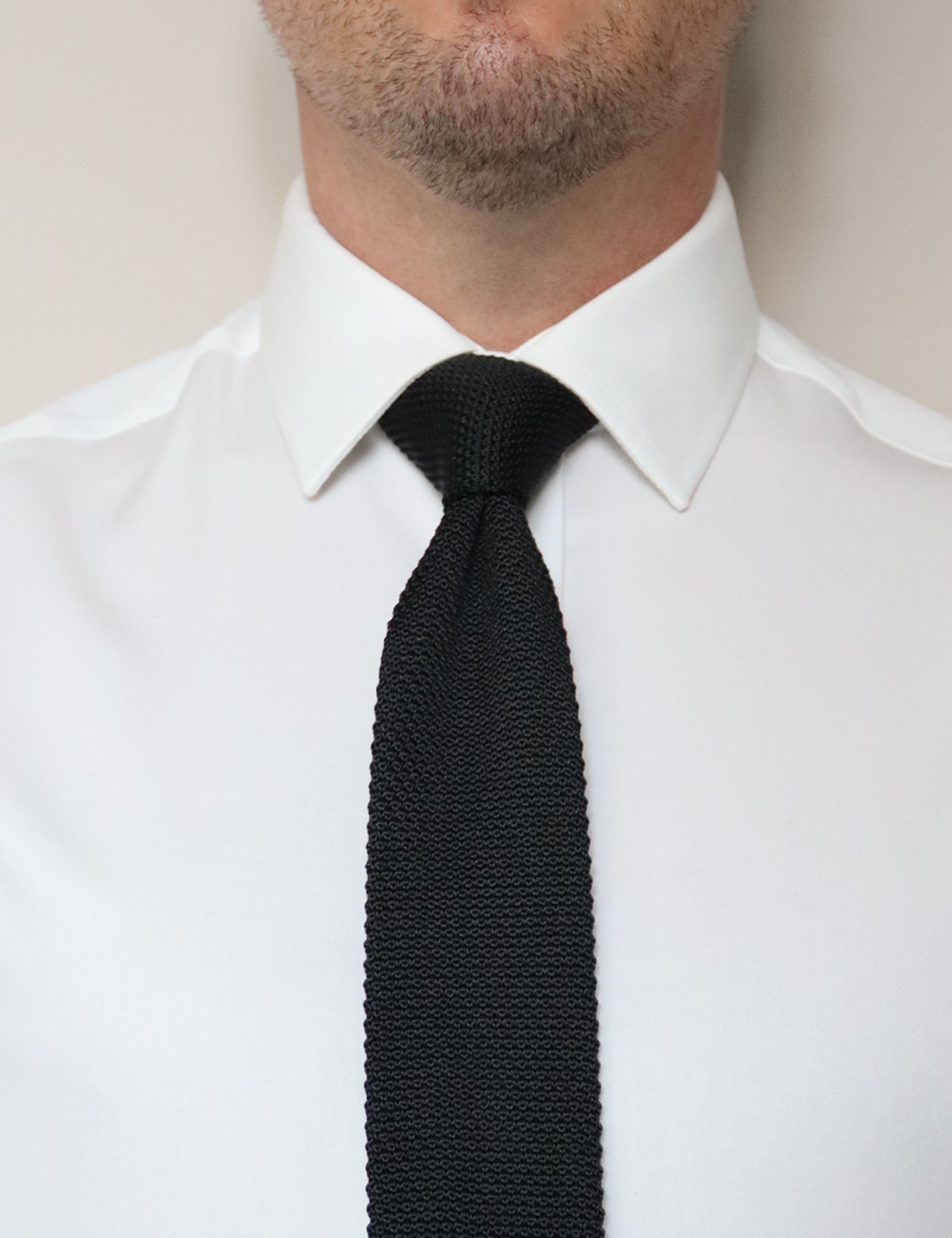 100% Polyester Diamond End Knitted Tie - Black