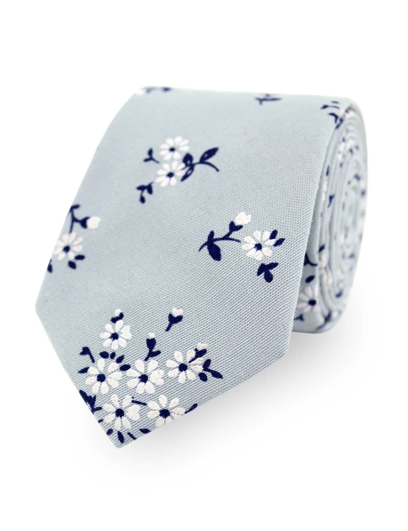 100% Cotton Floral Print Tie - Blue & Navy