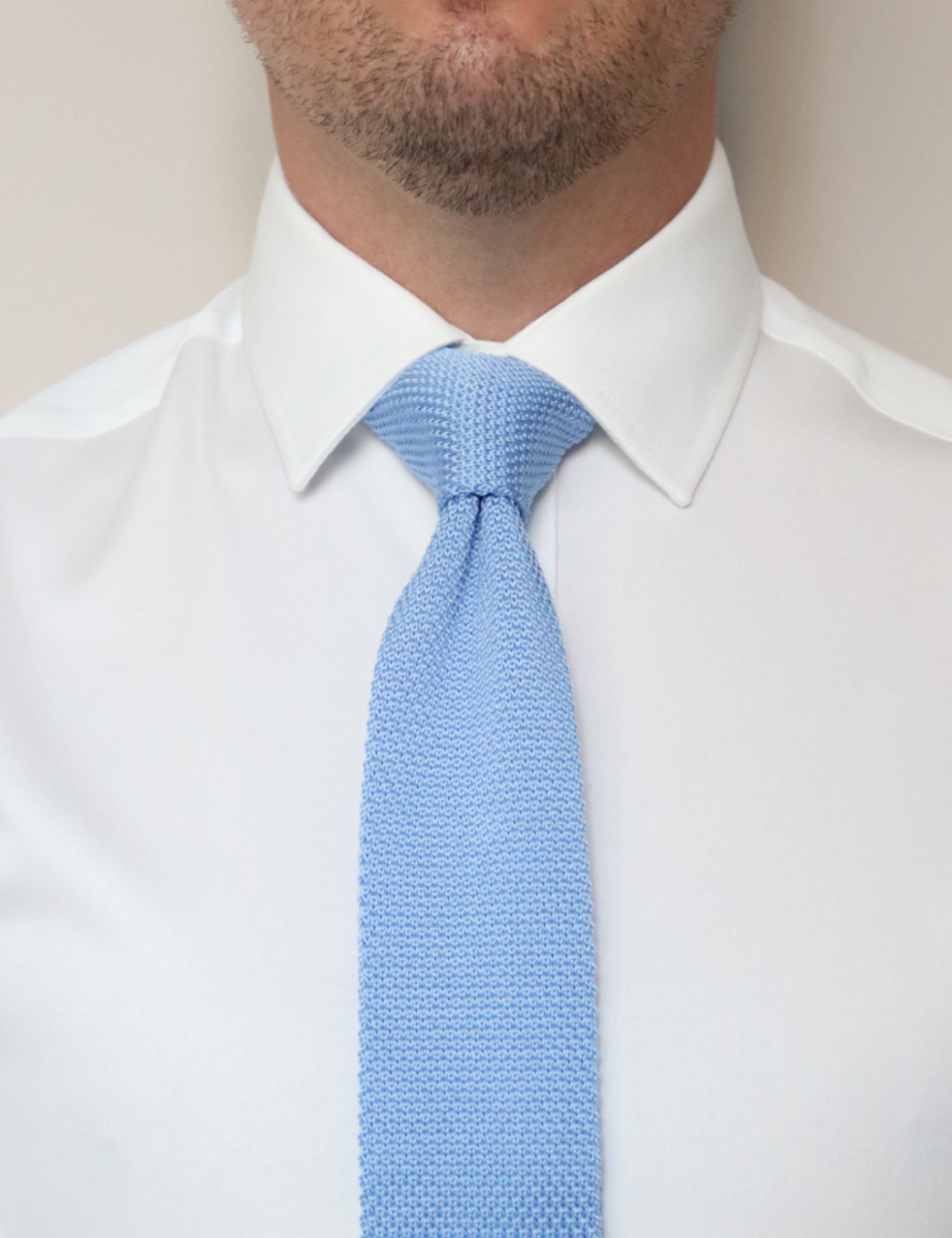 100% Polyester Diamond End Knitted Tie - Light Blue