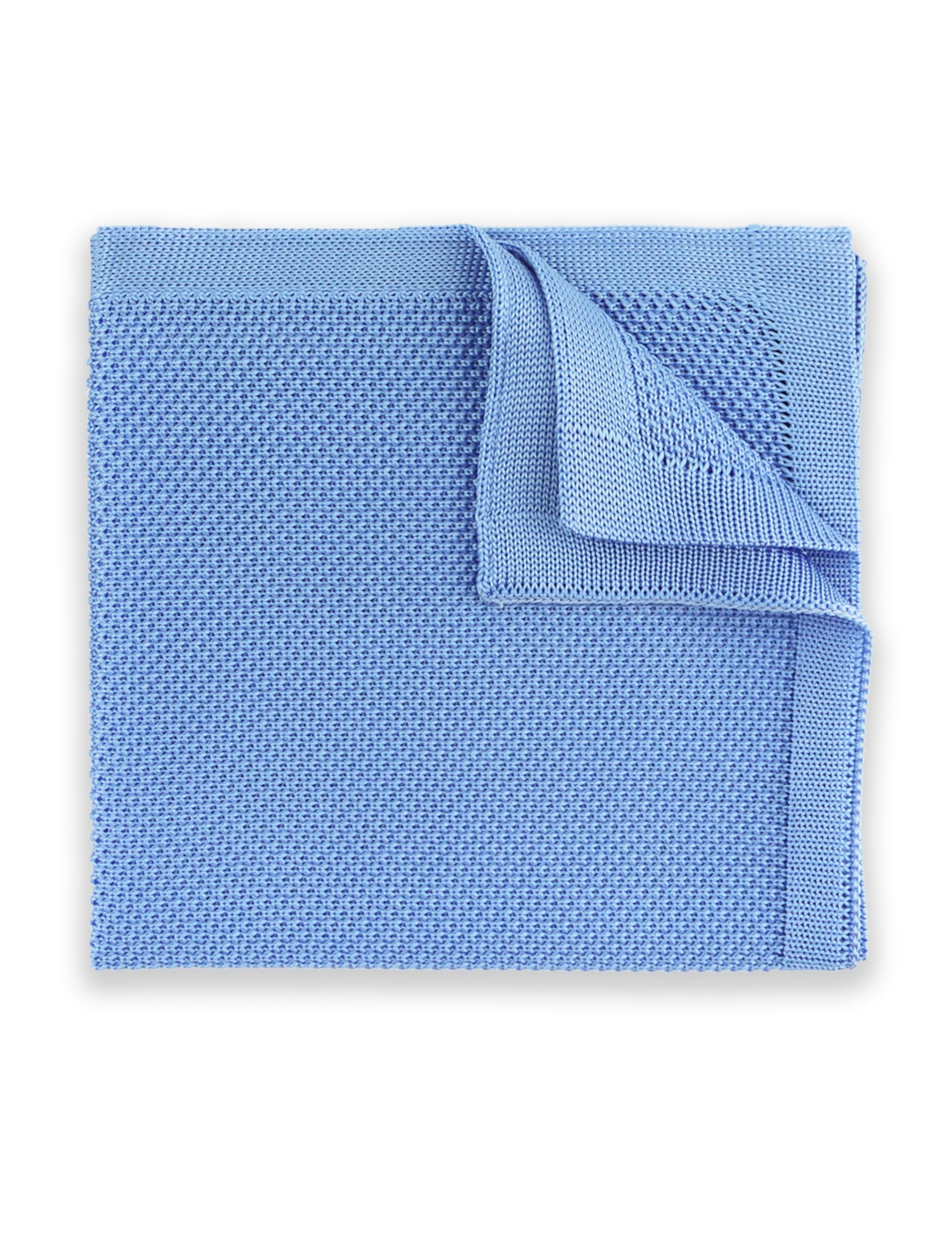 100% Polyester Knitted Pocket Square - Light Blue