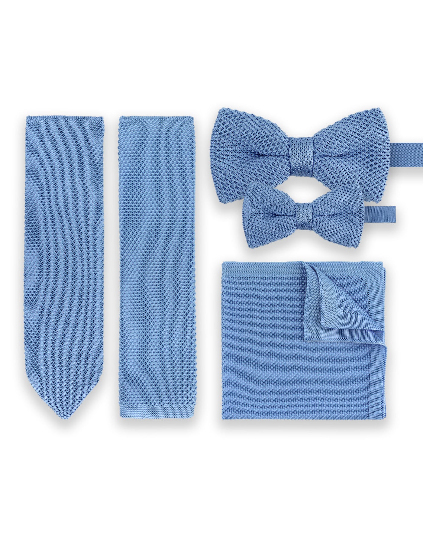 100% Polyester Knitted Bow Tie - Light Blue