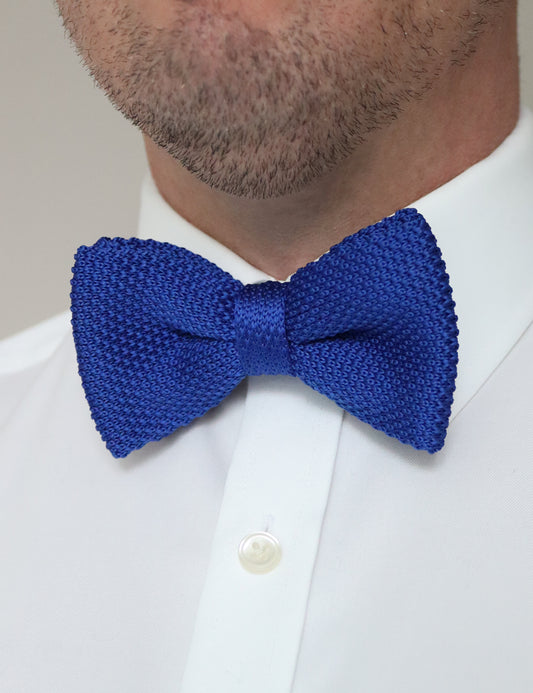 100% Polyester Knitted Bow Tie - Royal Blue