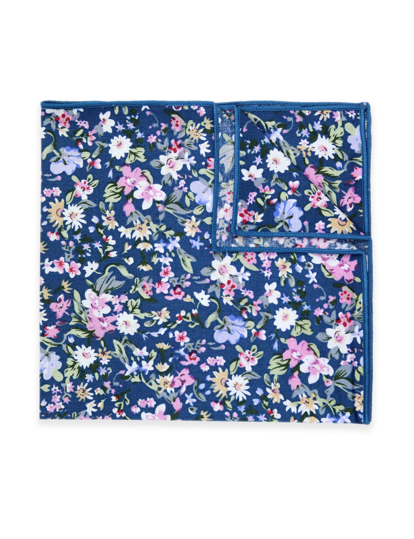 100% Cotton Floral Print Tie - Blue & Pink