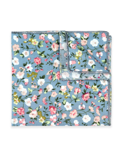 100% Cotton Floral Print Tie - Blue & Pink