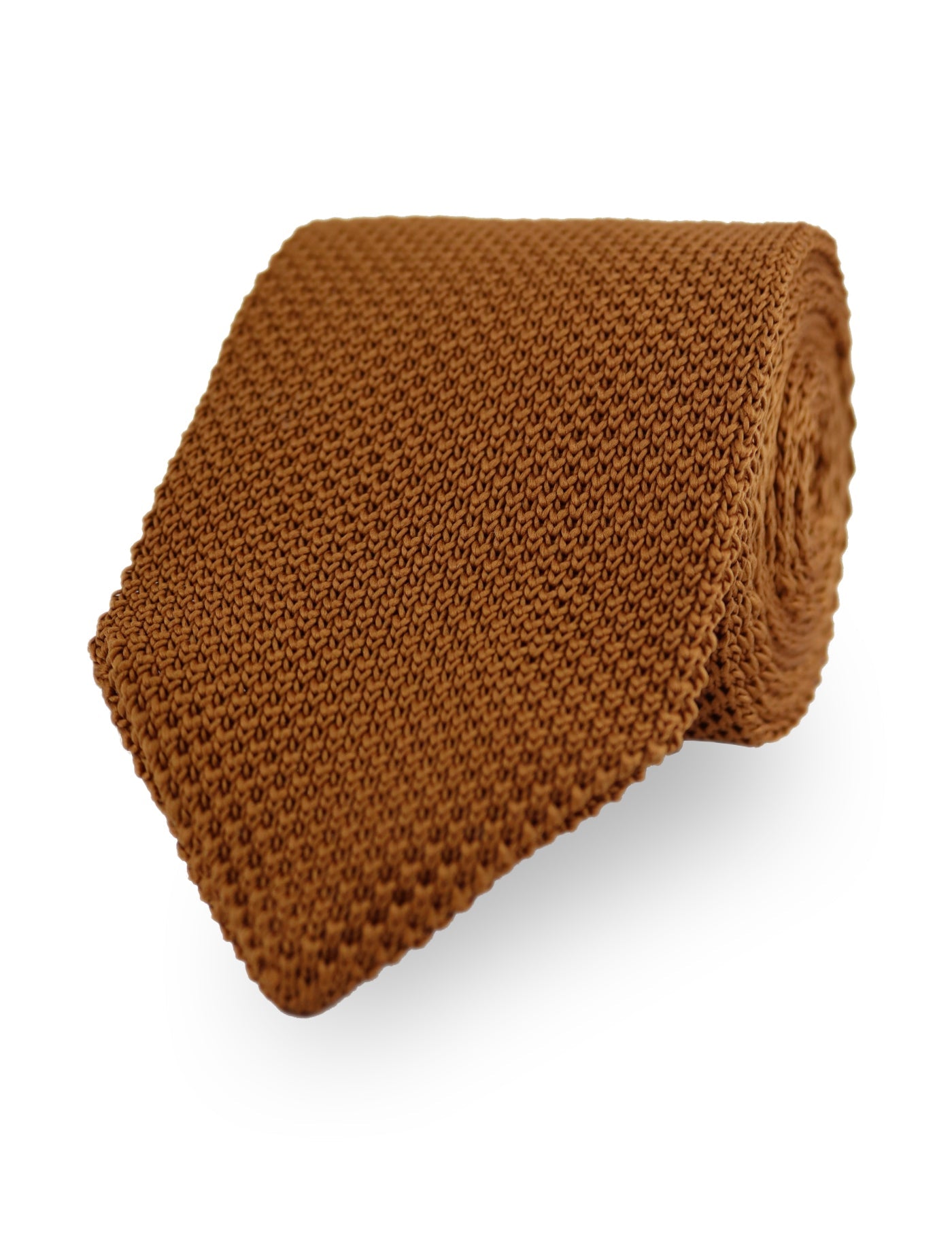 100% Polyester Knitted Pocket Square - Caramel Brown