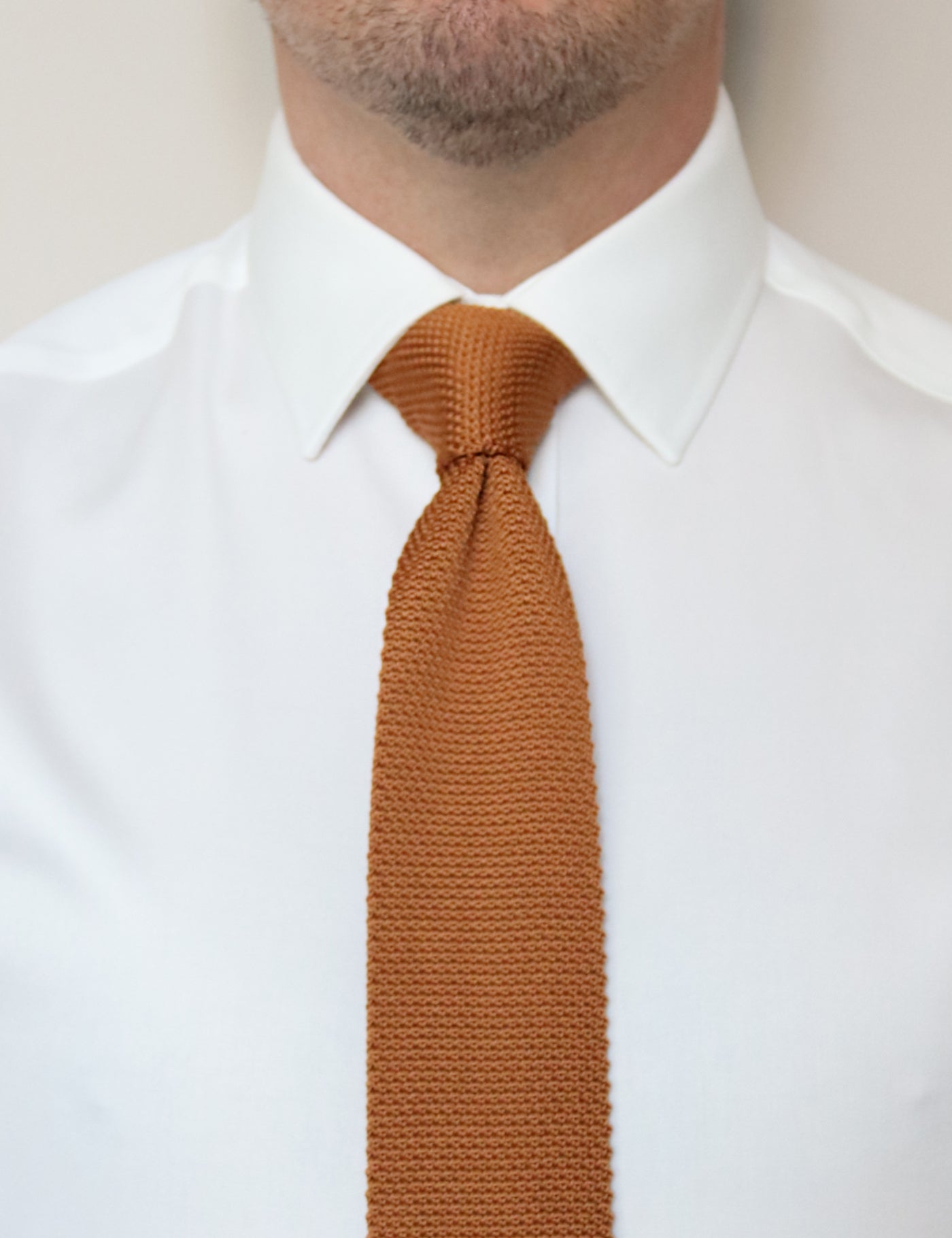 100% Polyester Diamond End Knitted Tie - Caramel Brown