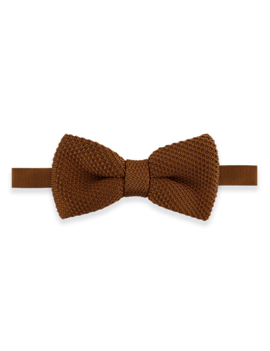 Children's Knitted Bow Tie - Caramel Brown