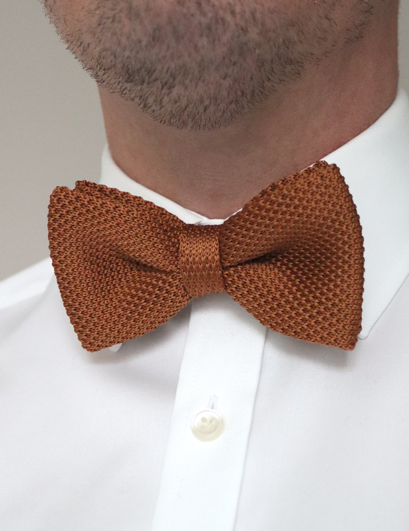 100% Polyester Knitted Bow Tie - Caramel Brown