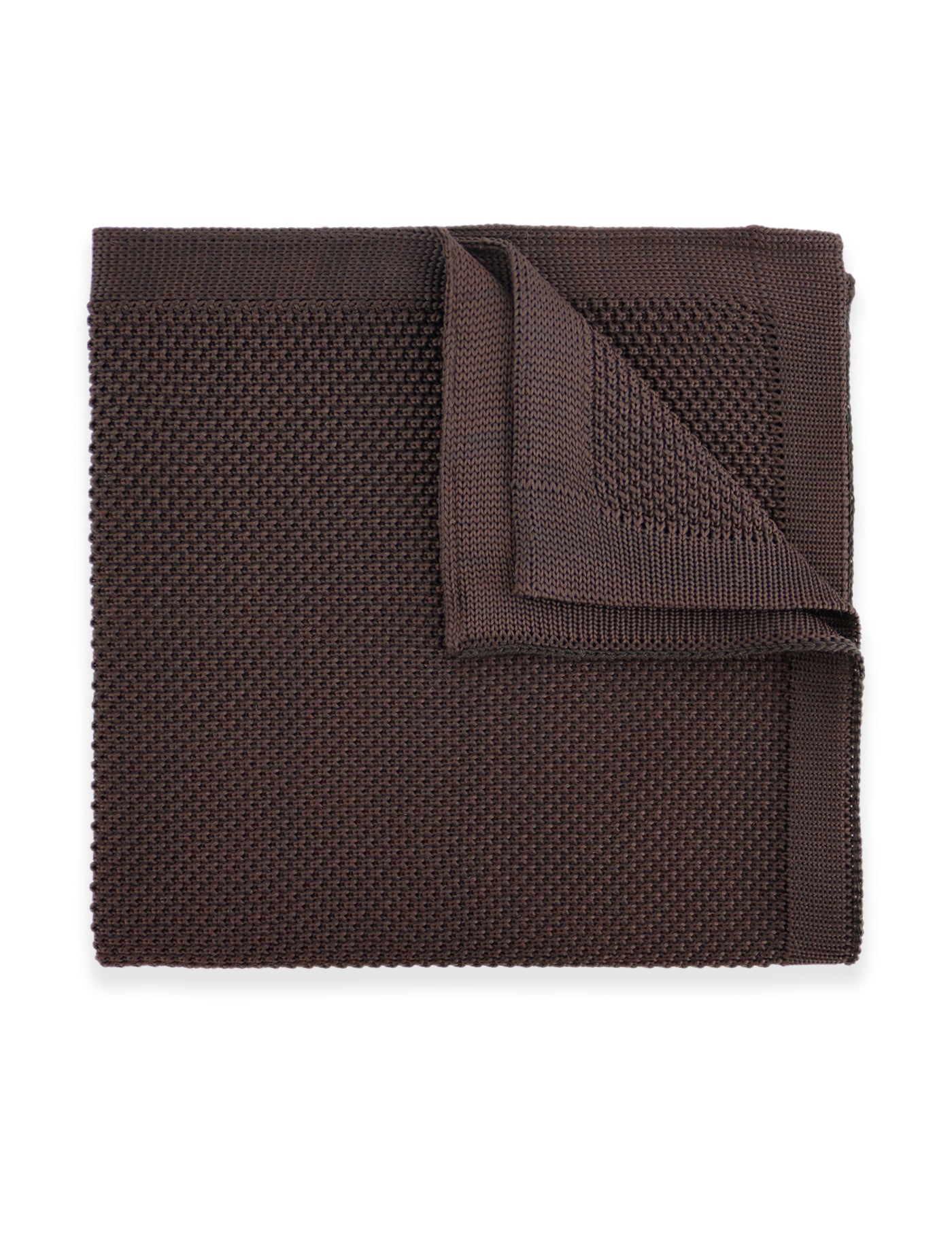 100% Polyester Square End Knitted Tie - Dark Brown