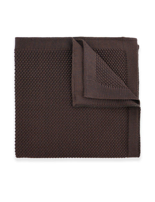 100% Polyester Knitted Pocket Square - Dark Brown