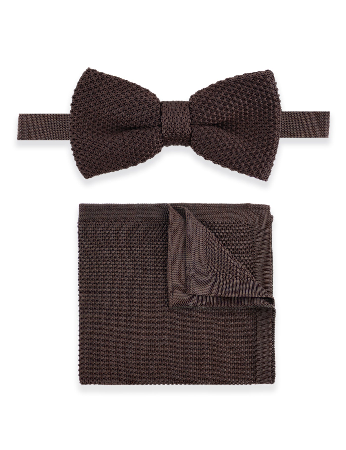 100% Polyester Knitted Pocket Square - Dark Brown