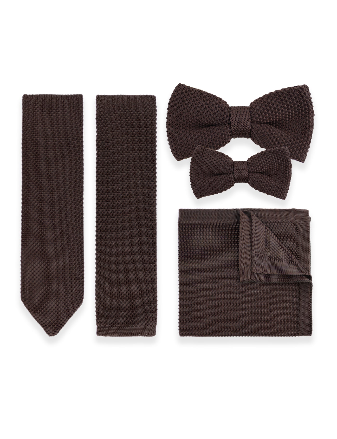 100% Polyester Square End Knitted Tie - Dark Brown