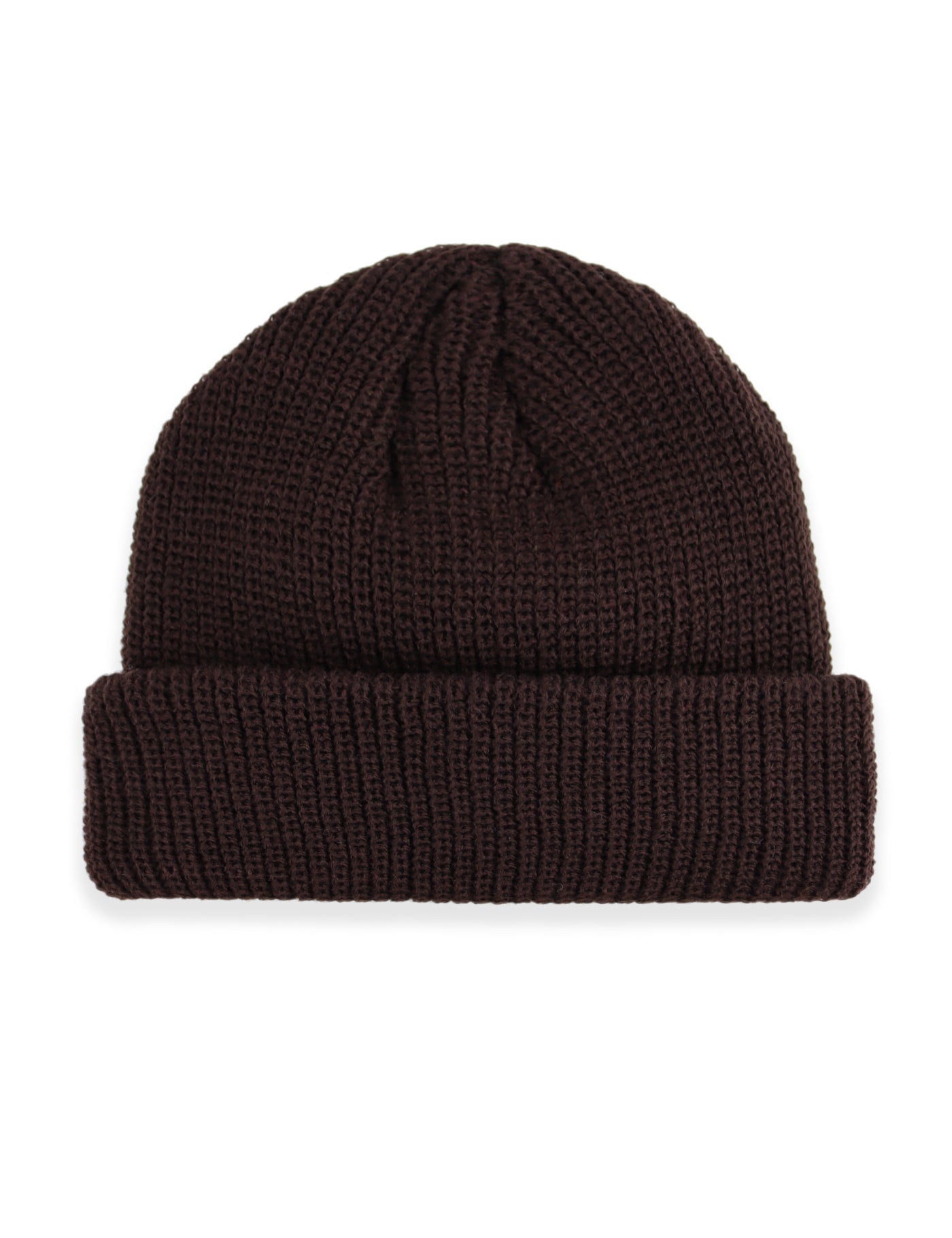 Ribbed Turn Up Fisherman Beanie - Chocolate Brown