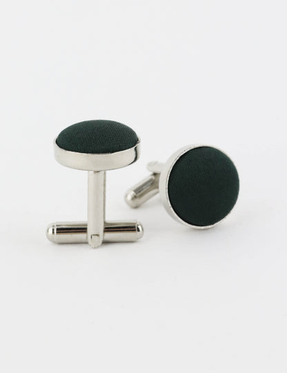 Woven Fabric Faced Cufflinks - Sage Green