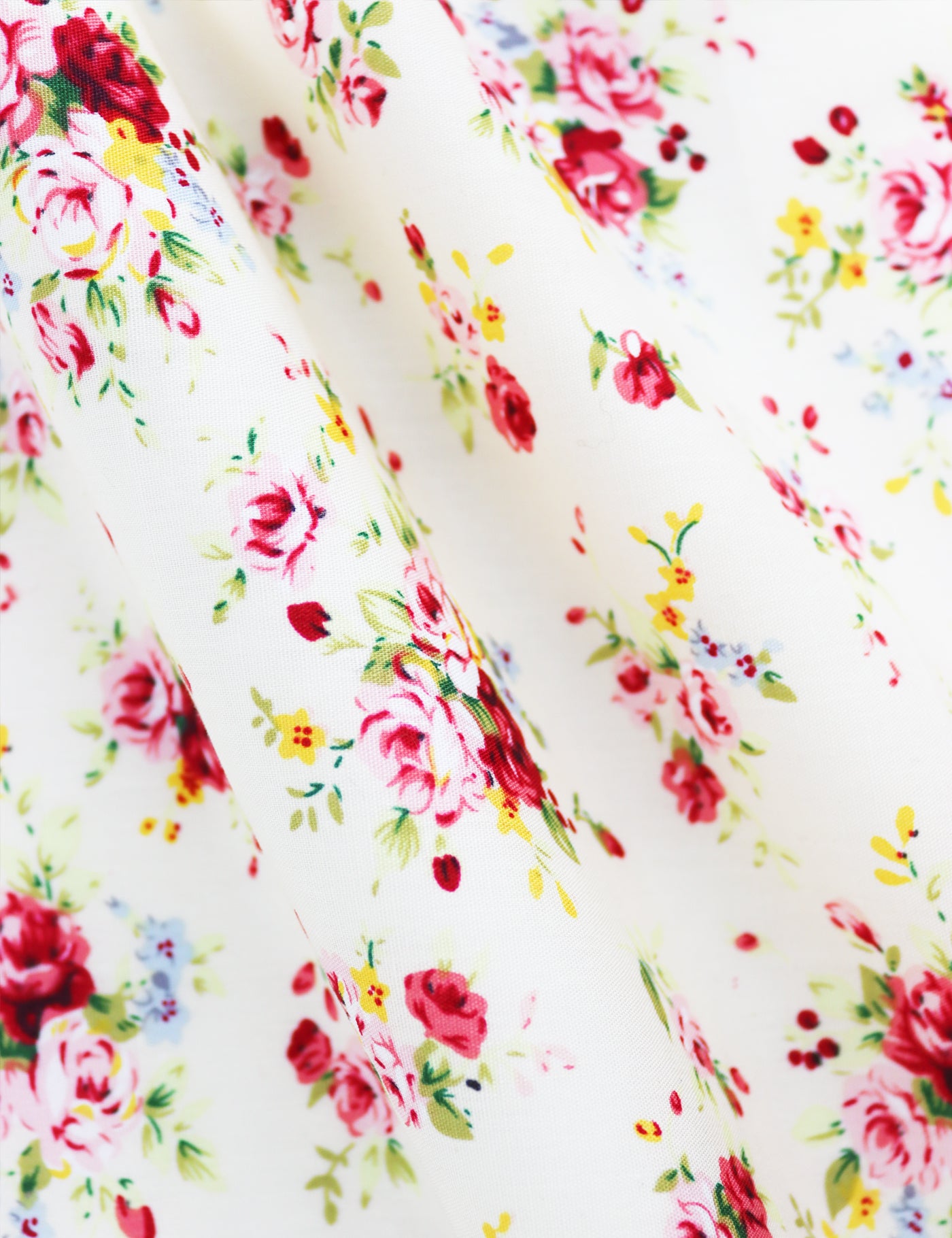 100% Cotton Floral Print Tie - Cream & Pink