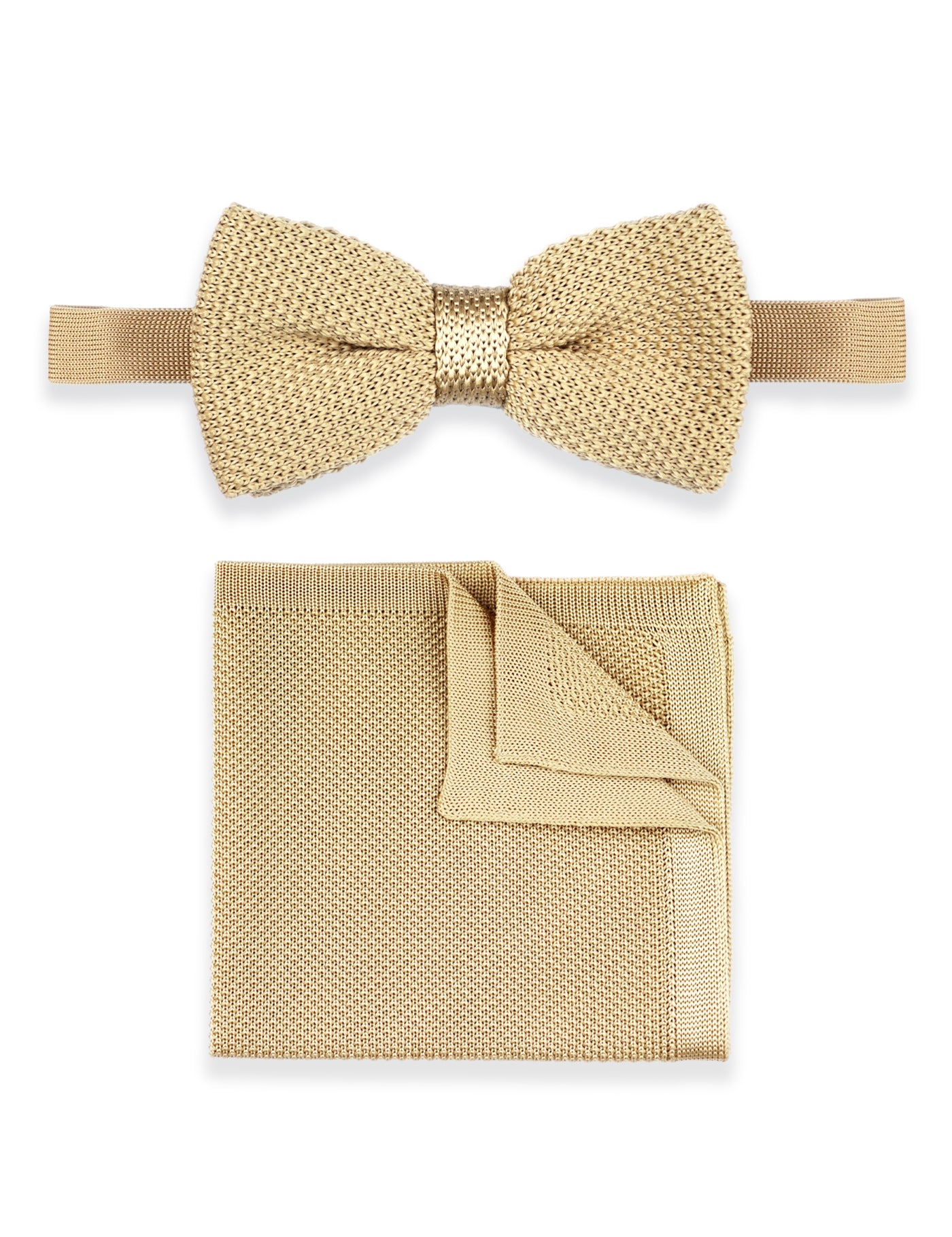 100% Polyester Knitted Bow Tie - Beige