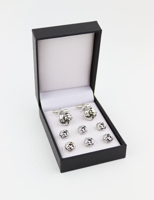 Cufflinks - Silver Twisted Tuxedo Set