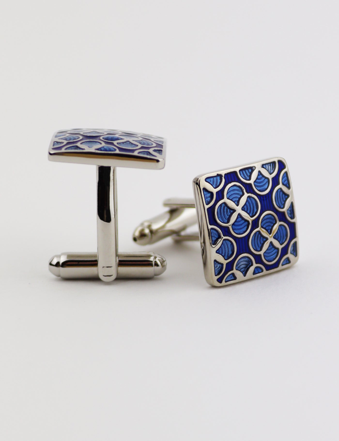 Cufflinks - Silver & Navy Blue