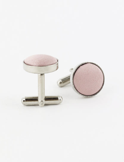 Woven Fabric Faced Cufflinks - Dusty Pink