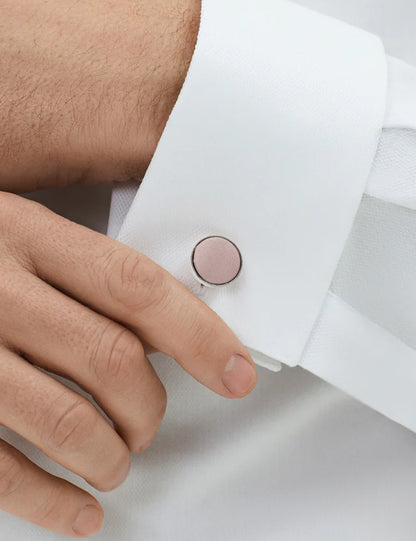 Woven Fabric Faced Cufflinks - Dusty Pink