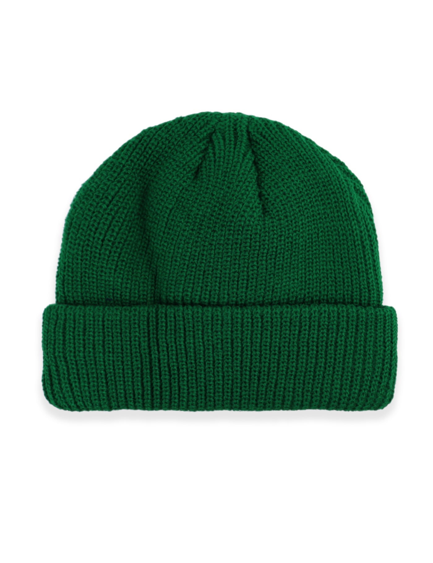 Ribbed Turn Up Fisherman Beanie - Green