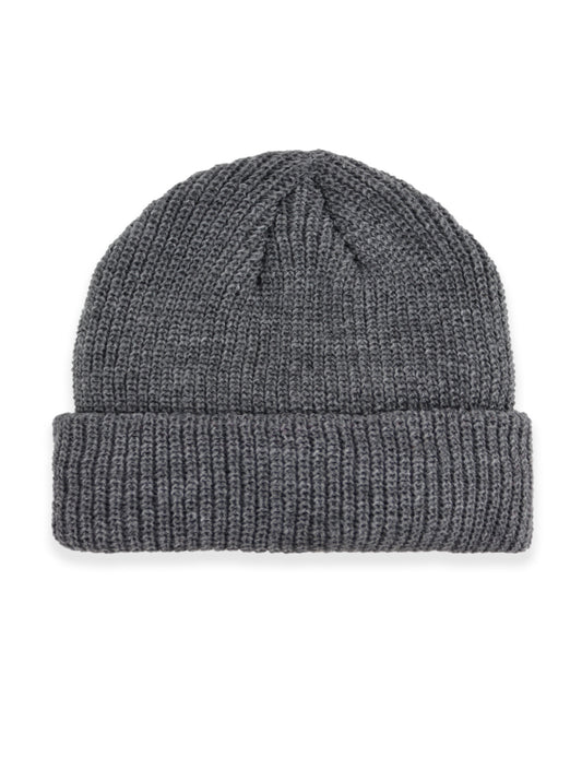 Ribbed Turn Up Fisherman Beanie - Grey