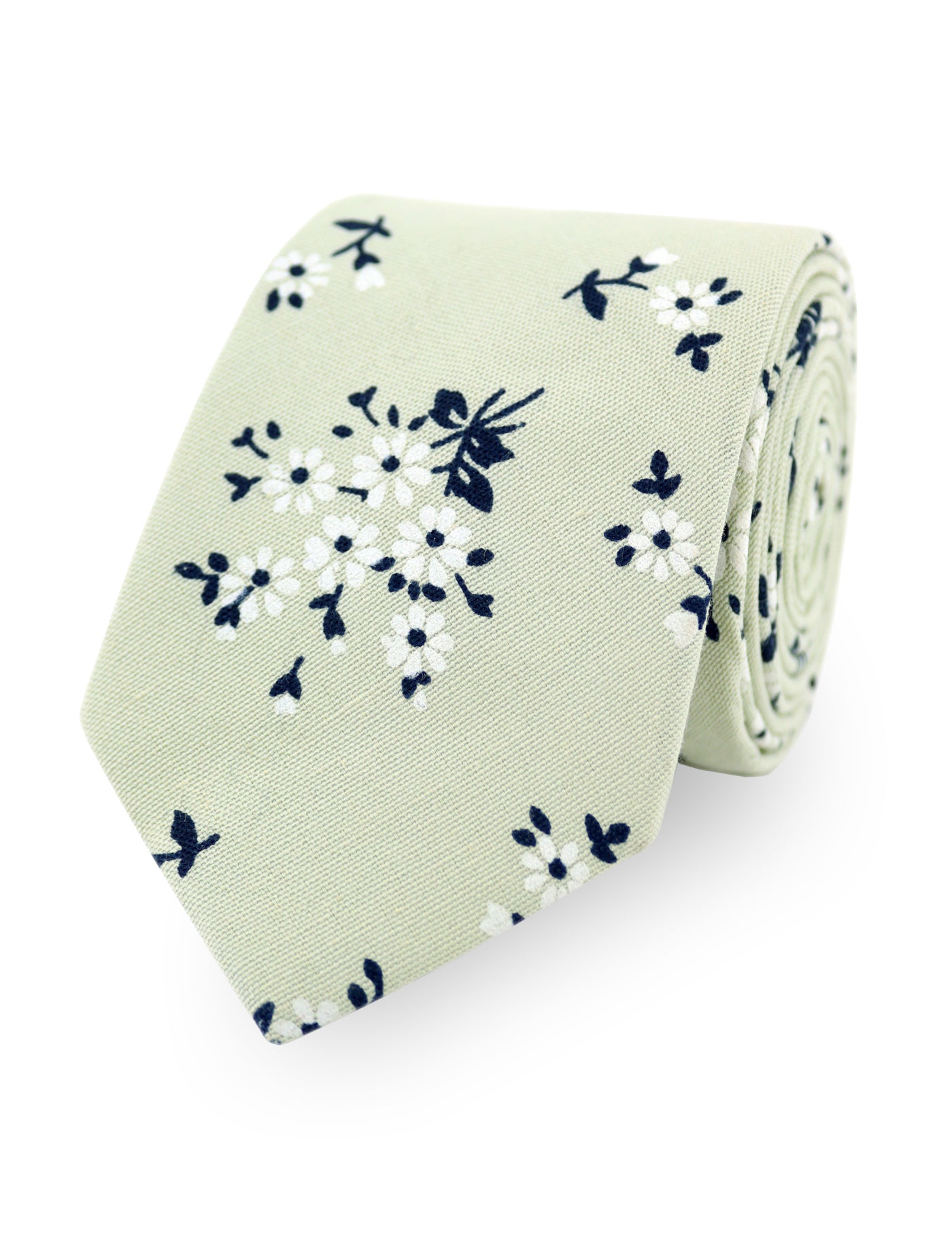 100% Cotton Floral Print Child Bow Tie - Sage Green & Navy