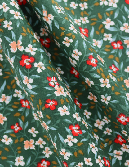 NEW - 100% Cotton Floral Print Tie - Green