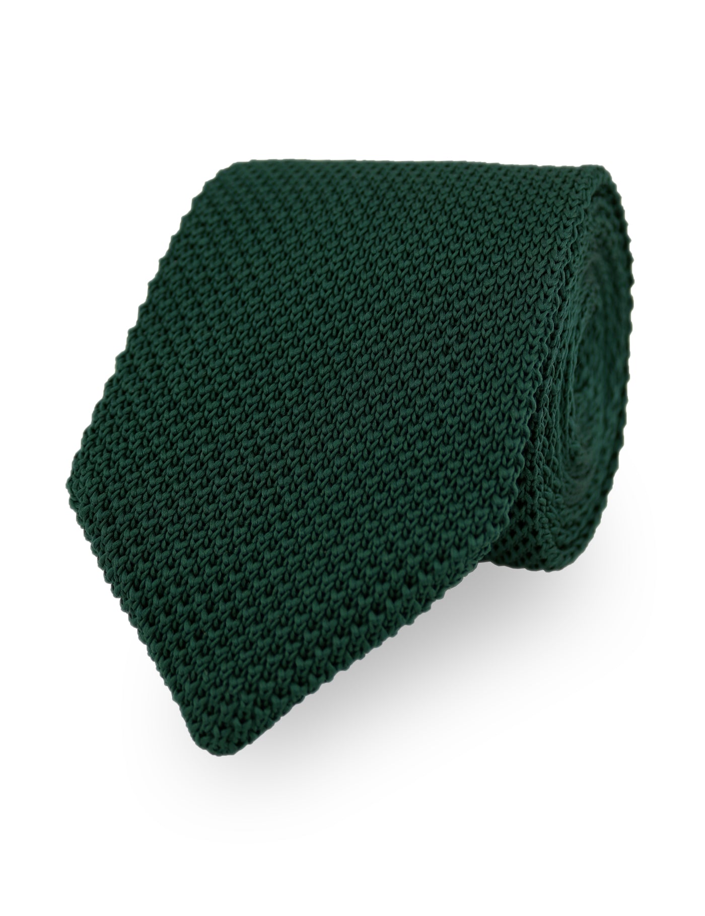 100% Polyester Square End Knitted Tie - Dark Green