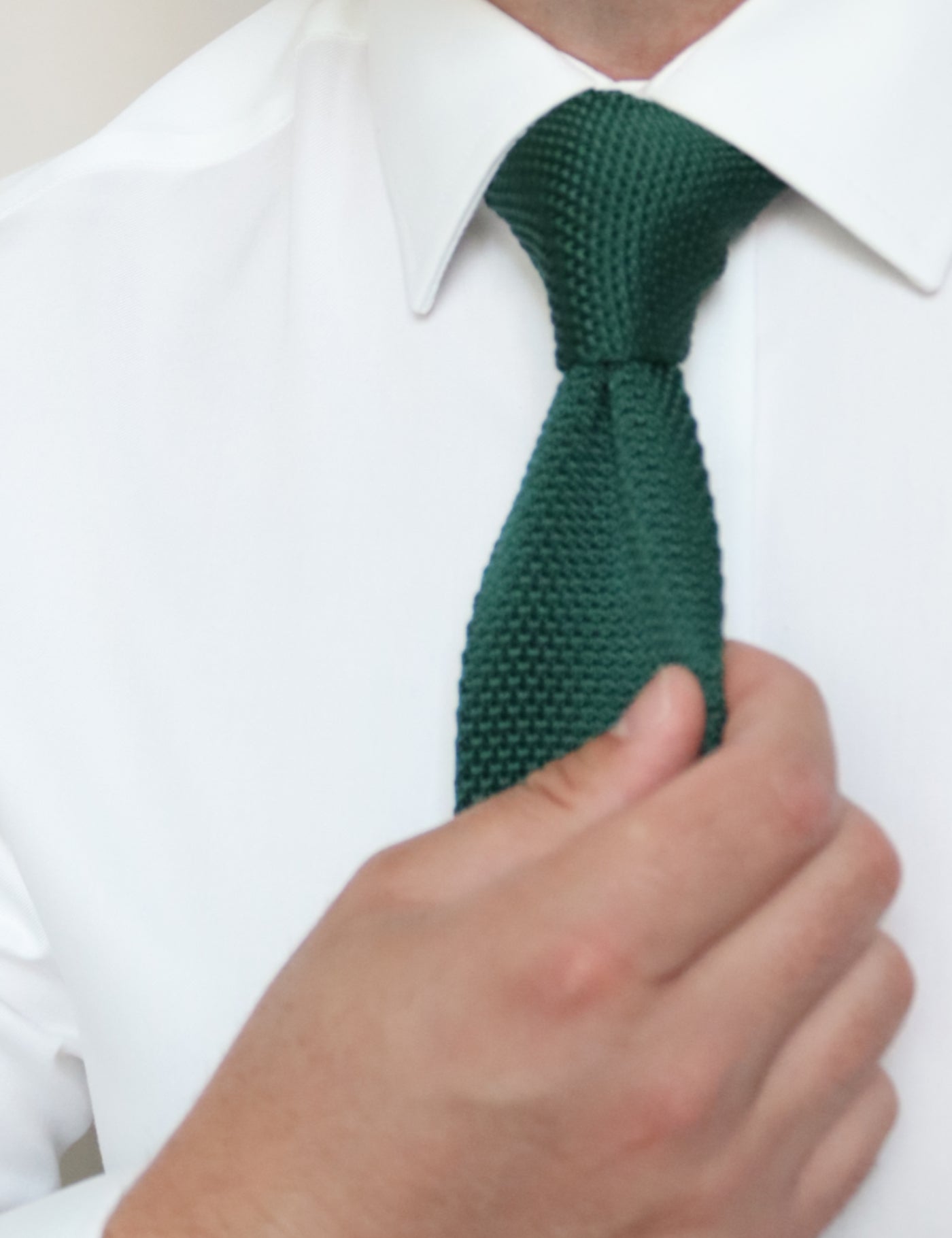 100% Polyester Diamond End Knitted Tie - Dark Green