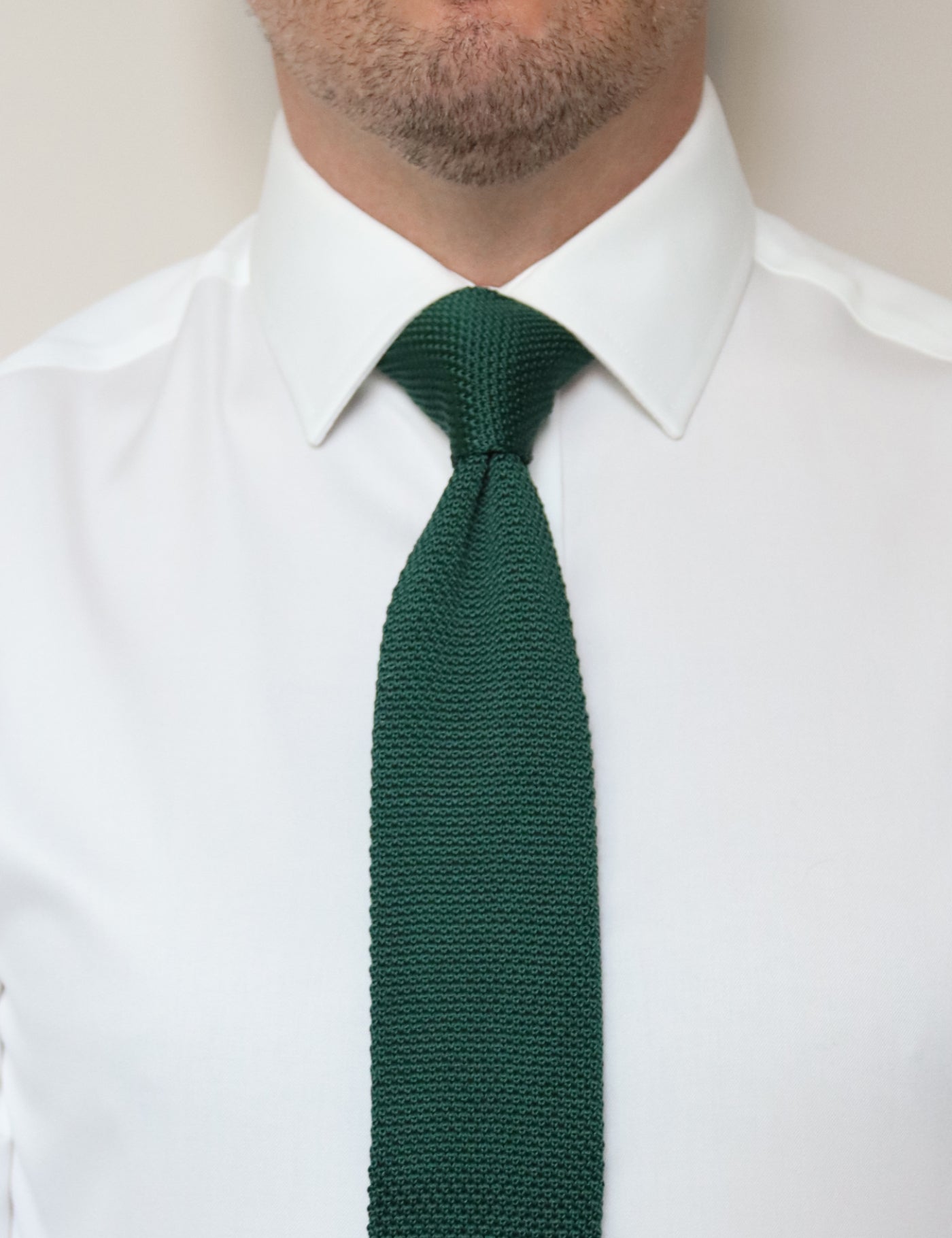 100% Polyester Diamond End Knitted Tie - Dark Green