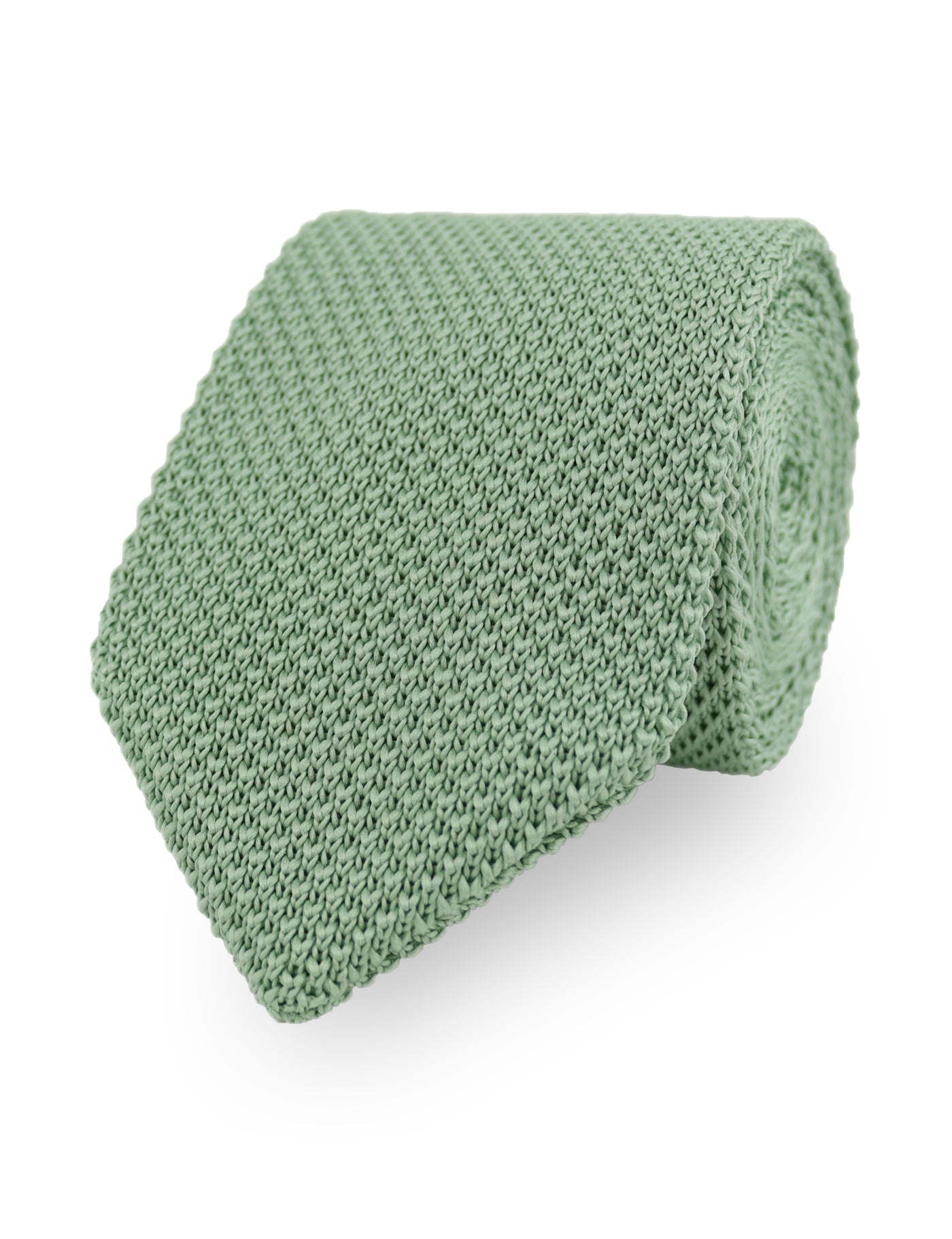 100% Polyester Square End Knitted Tie - Sage Green