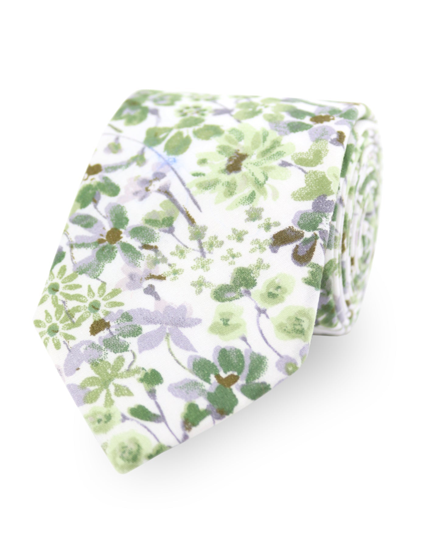 100% Cotton Floral Print Tie - Green