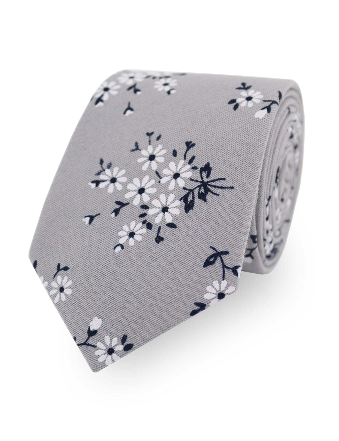 100% Cotton Floral Print Child Bow Tie - Grey & Navy