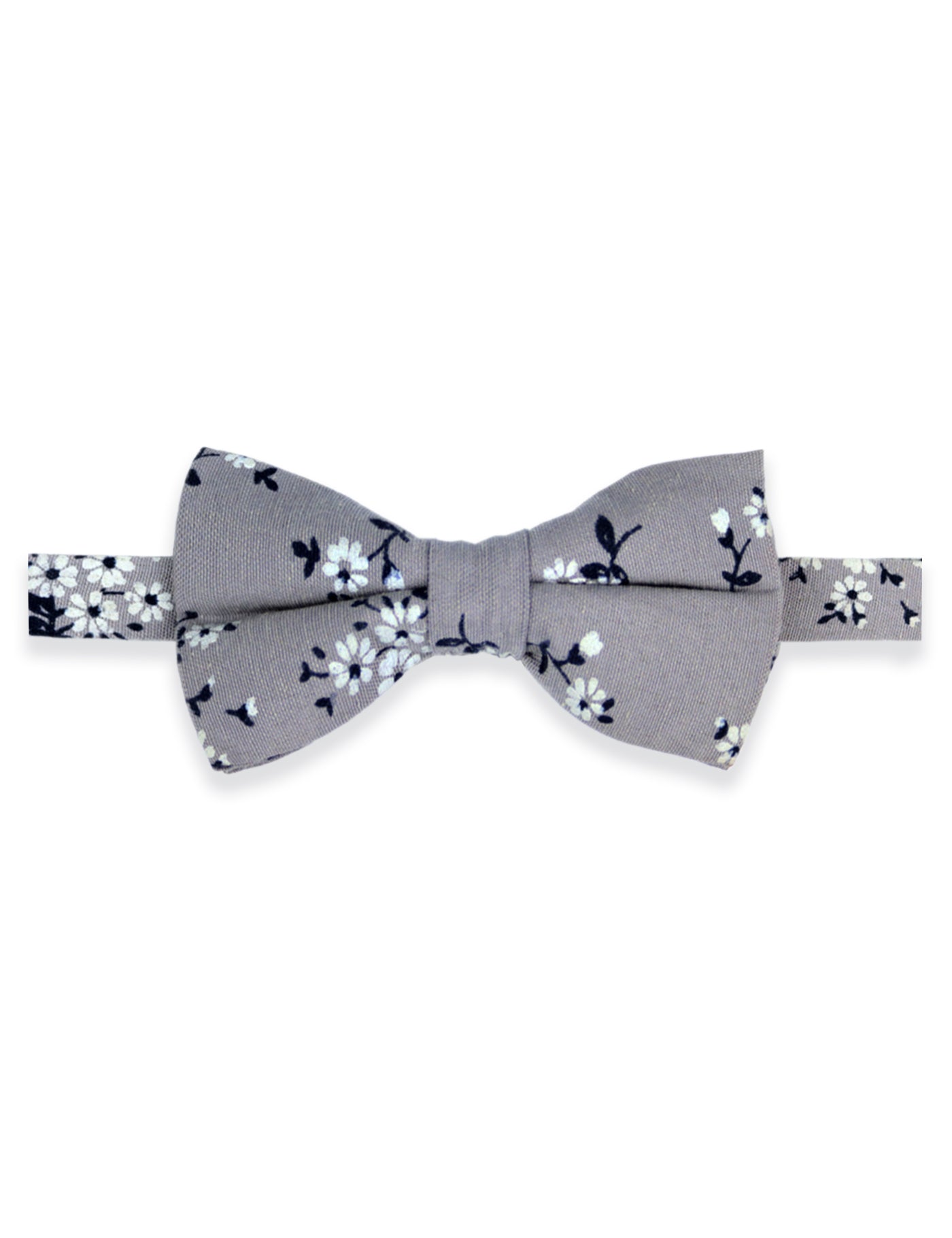 100% Cotton Floral Print Child Bow Tie - Grey & Navy