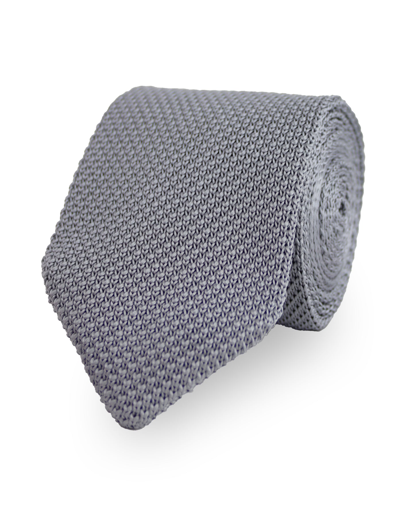 100% Polyester Diamond End Knitted Tie - Light Grey