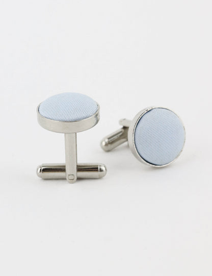 Woven Fabric Faced Cufflinks - Sage Green