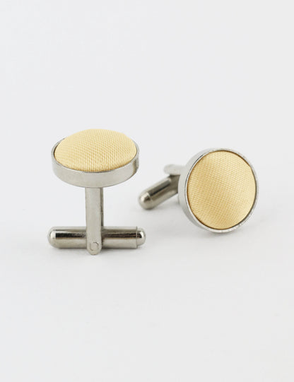 Woven Fabric Faced Cufflinks - Sage Green