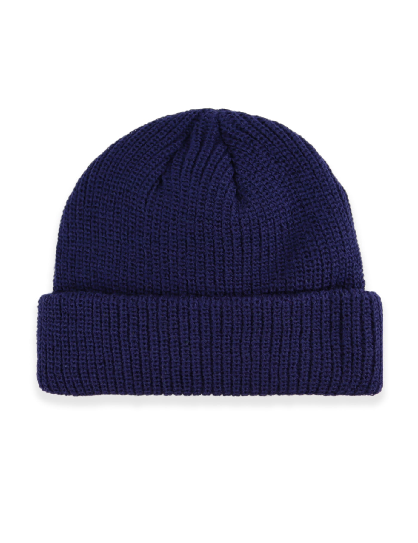 Ribbed Turn Up Fisherman Beanie - Navy Blue