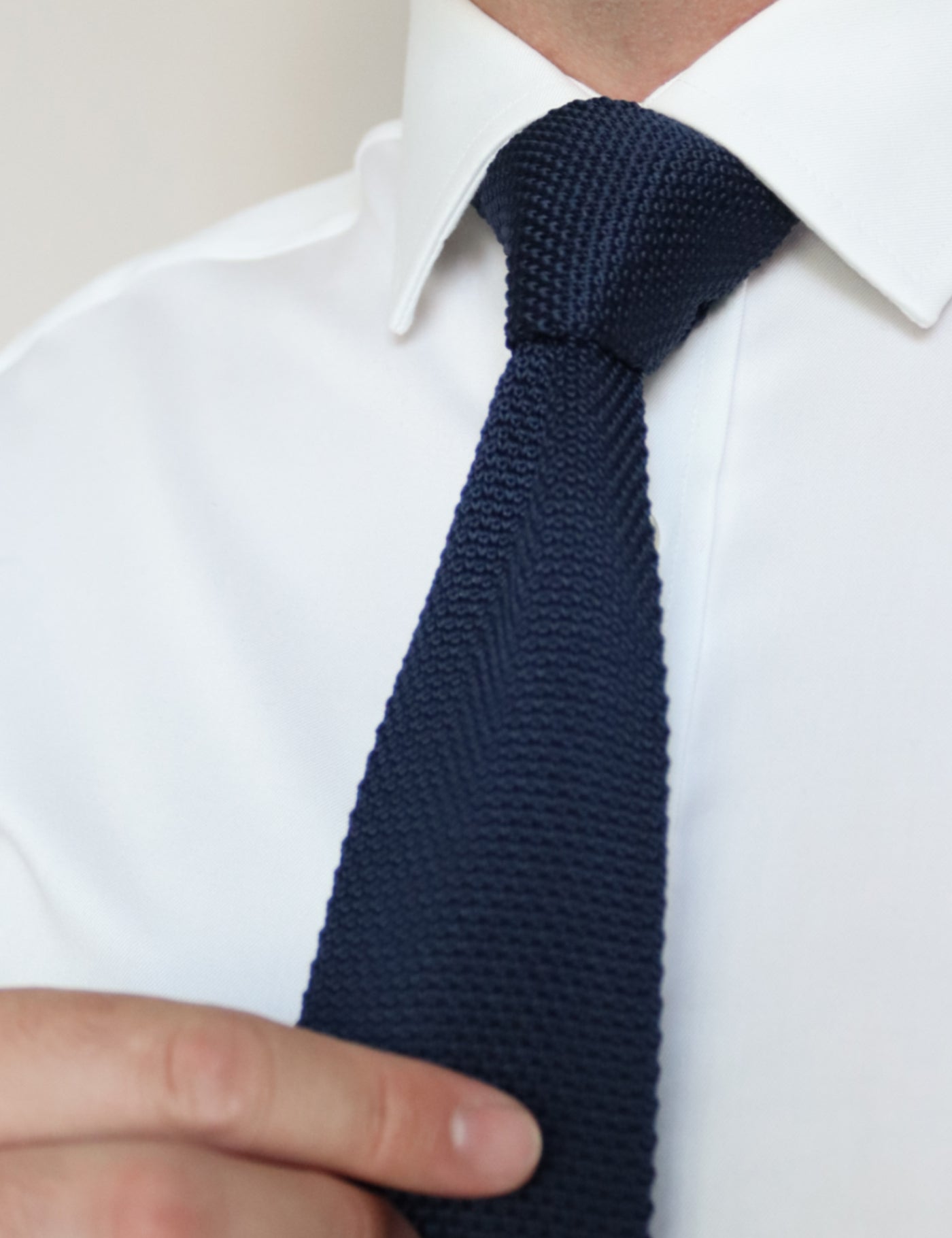 100% Polyester Diamond End Knitted Tie - Navy Blue