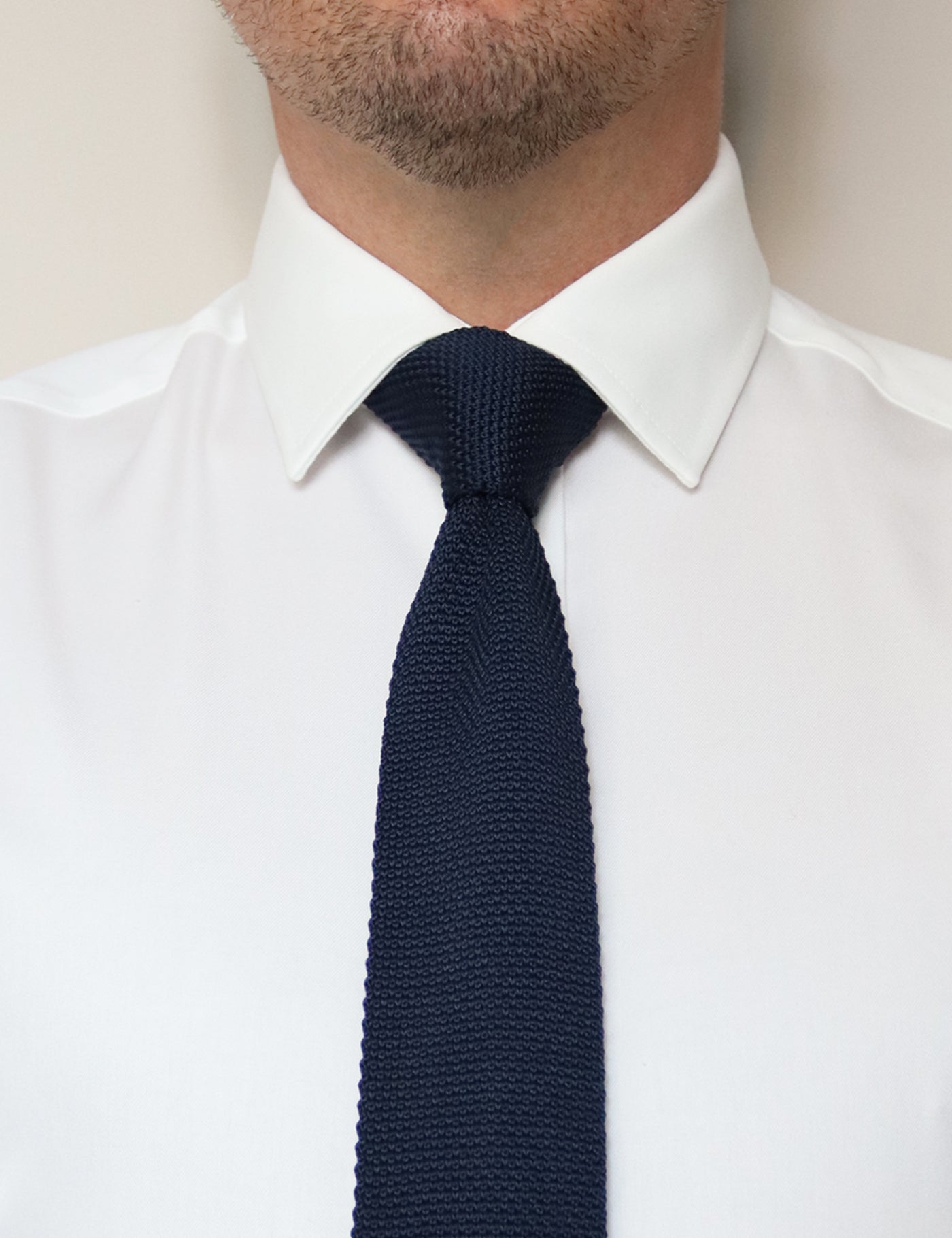 100% Polyester Diamond End Knitted Tie - Navy Blue