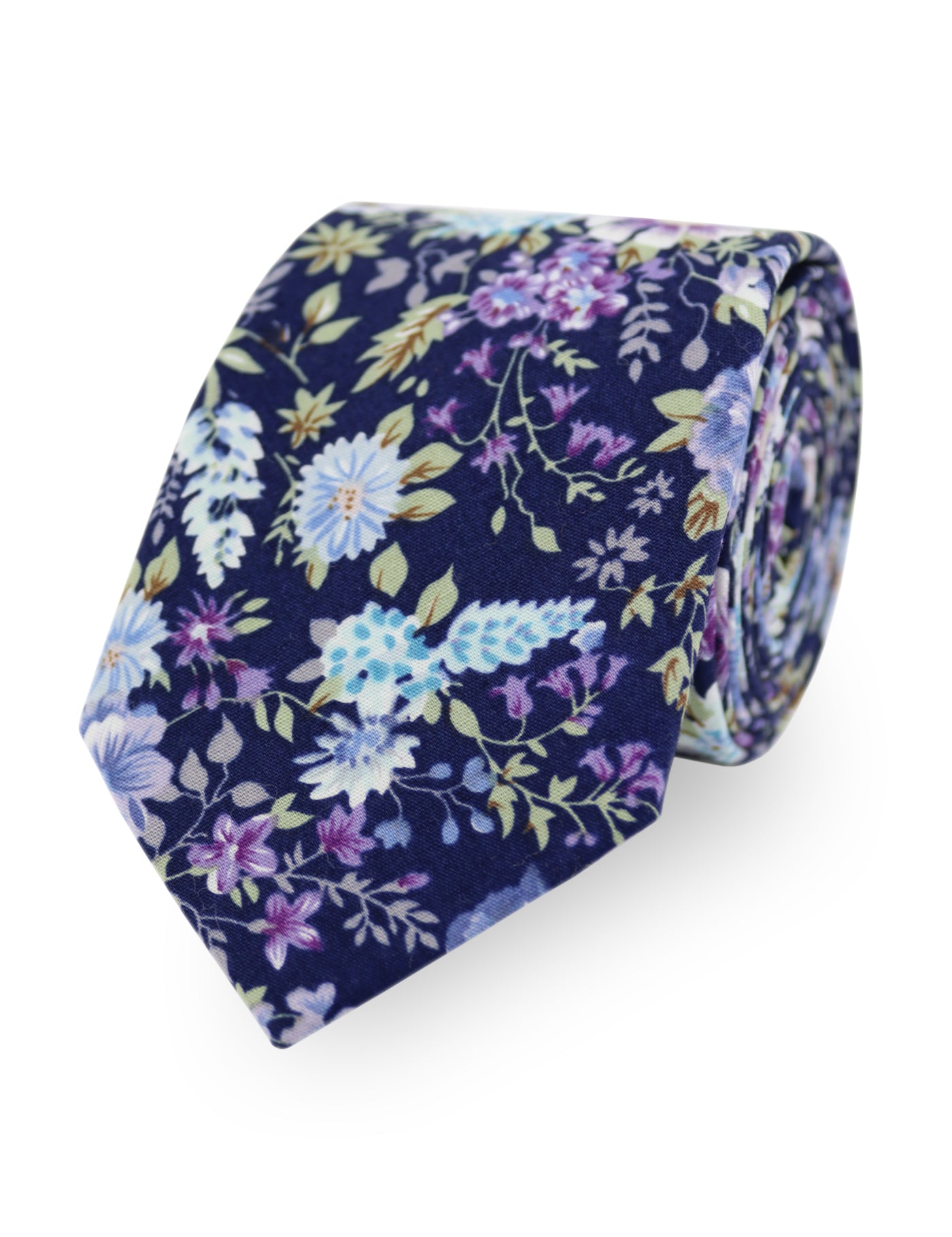 100% Cotton Floral Print Child Bow Tie - Navy Blue & Purple