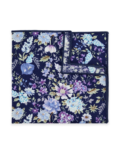 100% Cotton Floral Print Bow Tie - Navy Blue & Purple