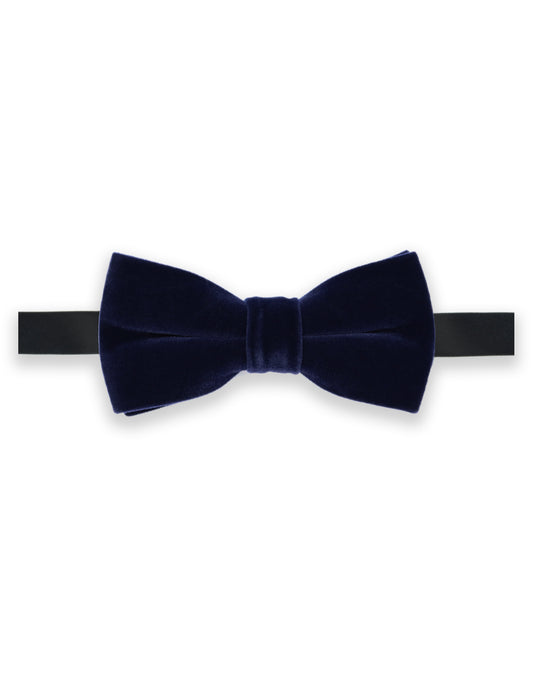 100% Velvet Bow Tie - Navy Blue