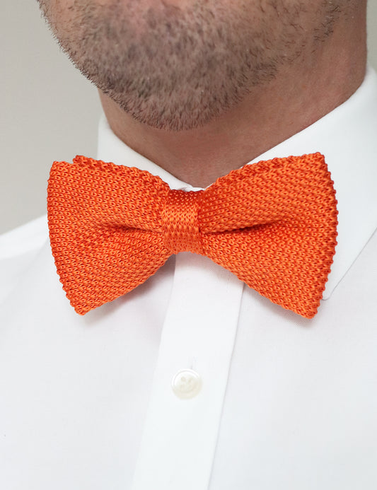 100% Polyester Knitted Bow Tie - Orange