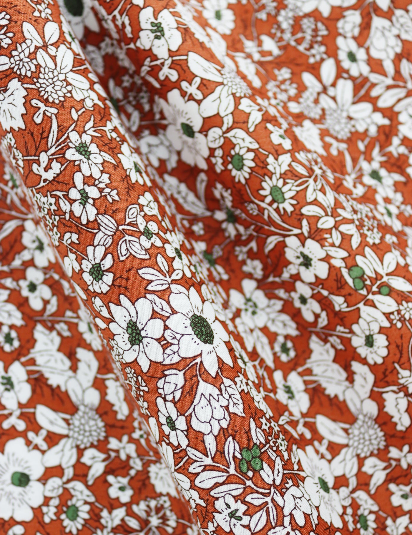 100% Cotton Floral Print Pocket Square - Orange & White