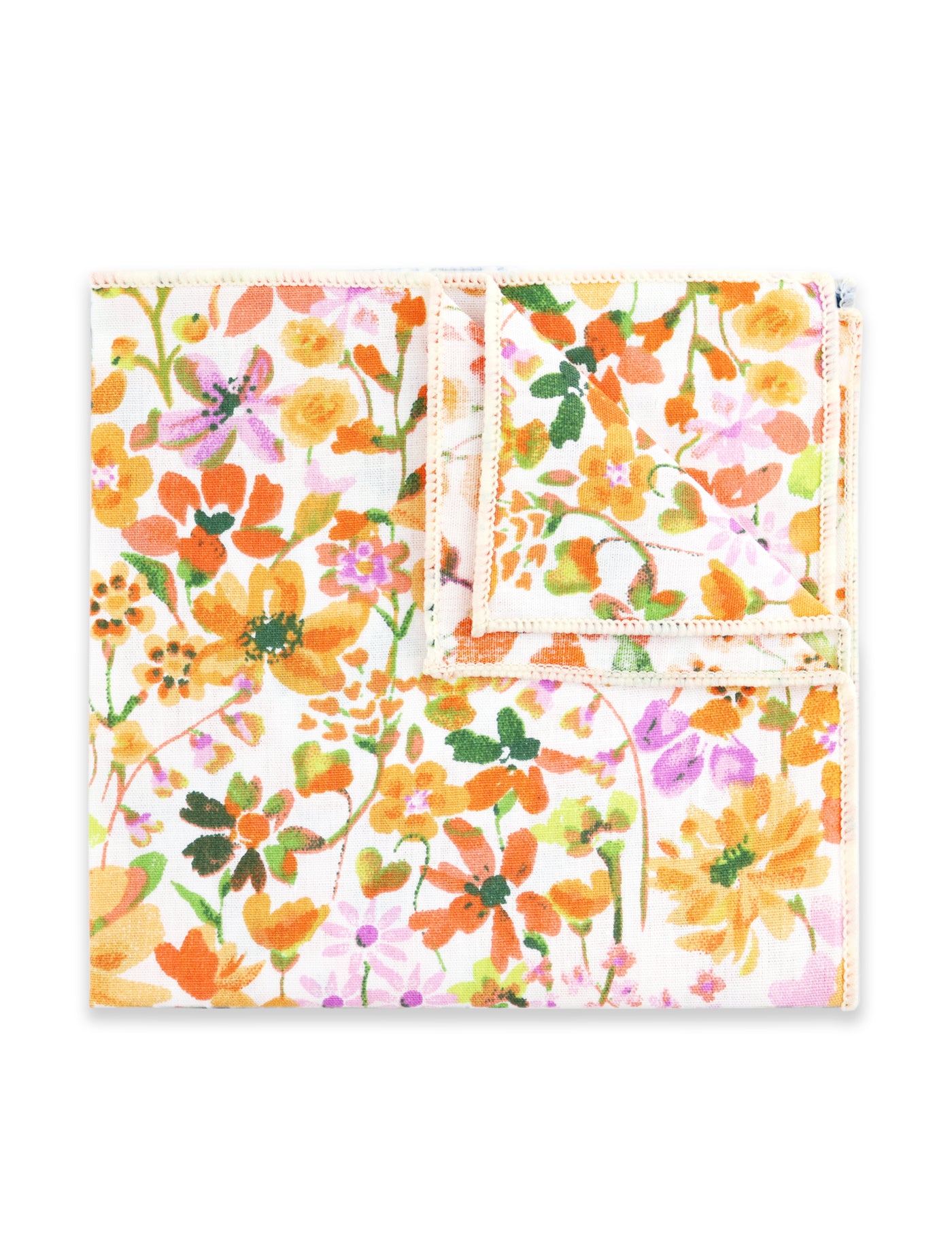 100% Cotton Floral Print Tie - Orange